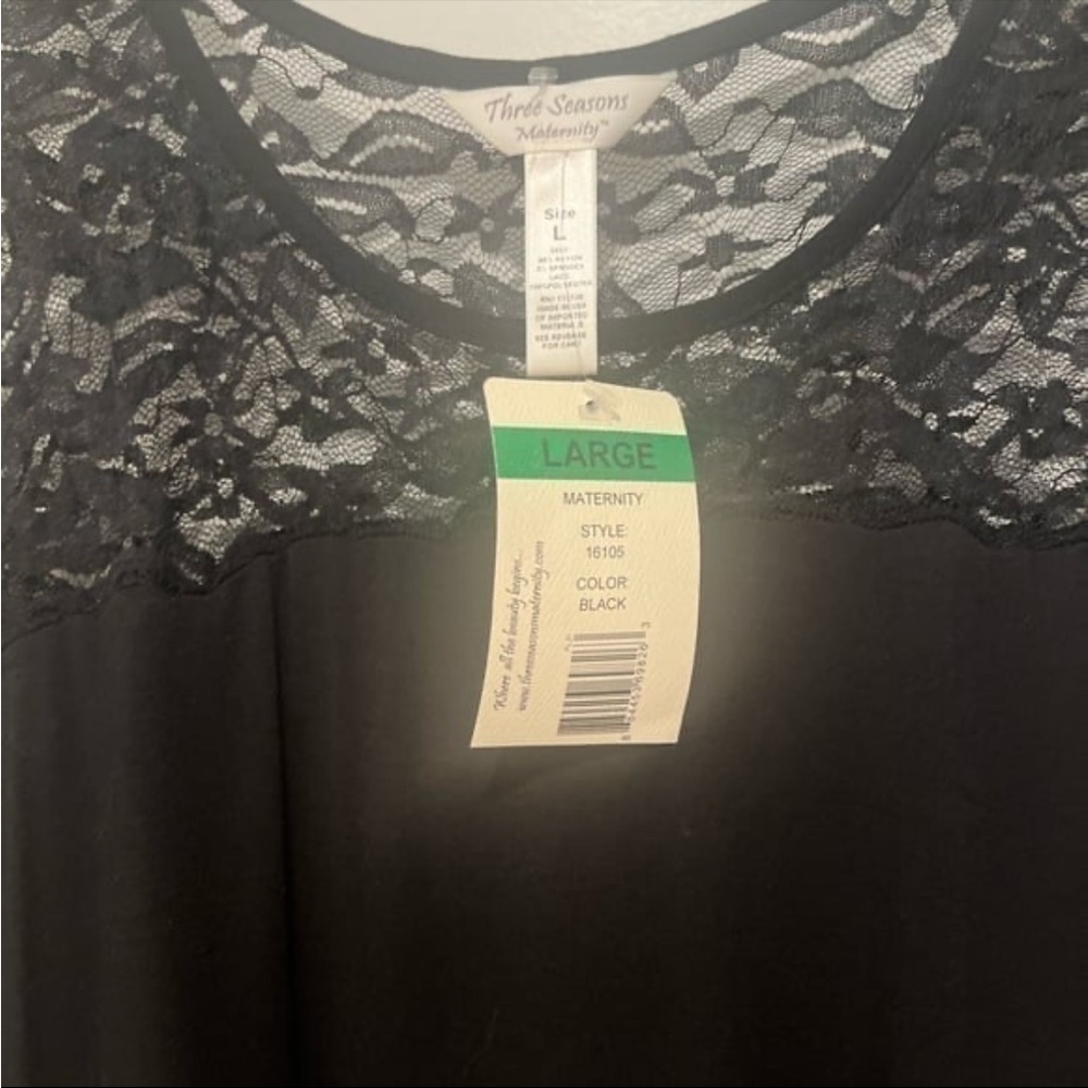 Three Seasons Maternity Black Lace Long Sleeve Dress 3/4 Sleeve - Picture 2 of 6